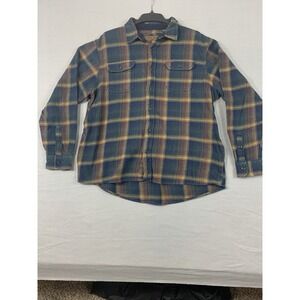 Orvis Shirt Men XXL 2XL Blue Flannel Heavy Outdoors Hiking Camping Outdoors